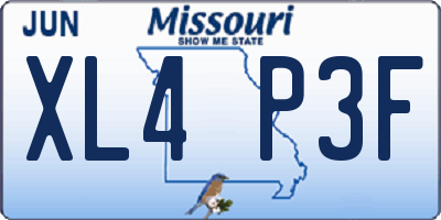 MO license plate XL4P3F