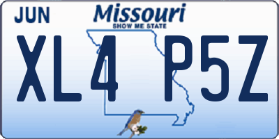 MO license plate XL4P5Z