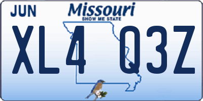 MO license plate XL4Q3Z