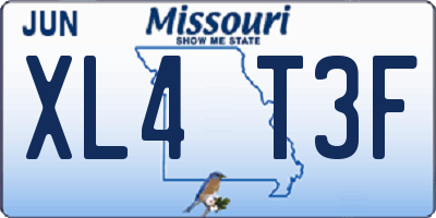 MO license plate XL4T3F