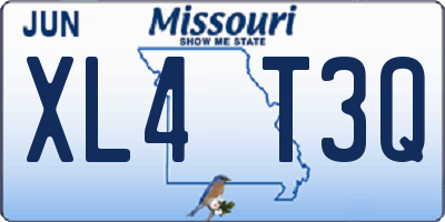 MO license plate XL4T3Q
