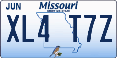 MO license plate XL4T7Z