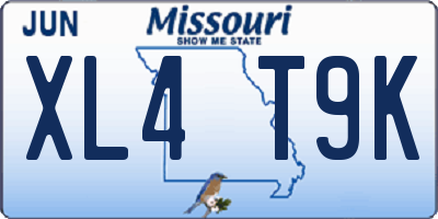 MO license plate XL4T9K