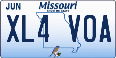 MO license plate XL4V0A