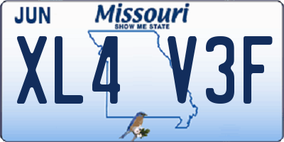 MO license plate XL4V3F