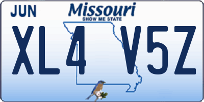 MO license plate XL4V5Z