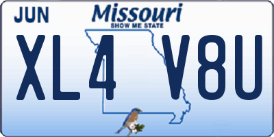 MO license plate XL4V8U