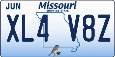 MO license plate XL4V8Z