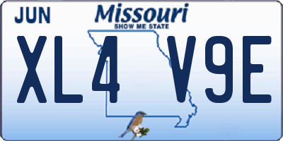 MO license plate XL4V9E