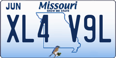 MO license plate XL4V9L
