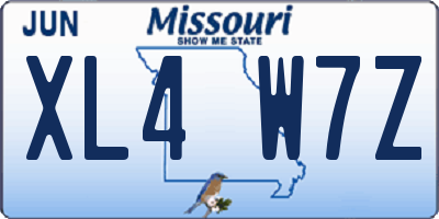 MO license plate XL4W7Z