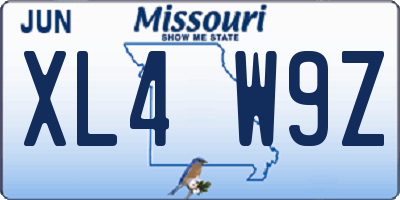 MO license plate XL4W9Z