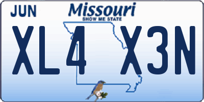 MO license plate XL4X3N