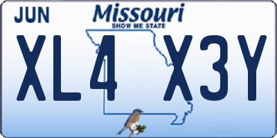 MO license plate XL4X3Y