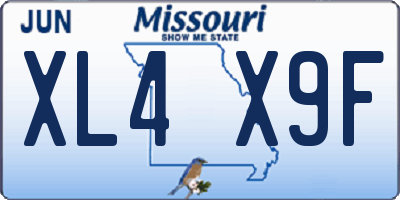 MO license plate XL4X9F