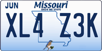 MO license plate XL4Z3K