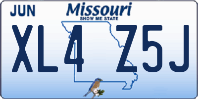 MO license plate XL4Z5J