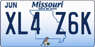 MO license plate XL4Z6K