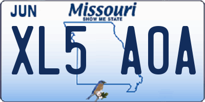 MO license plate XL5A0A