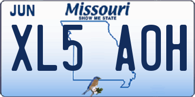 MO license plate XL5A0H