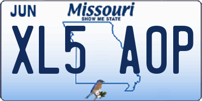 MO license plate XL5A0P