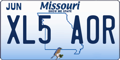 MO license plate XL5A0R
