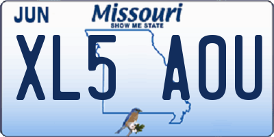 MO license plate XL5A0U