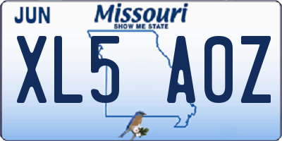 MO license plate XL5A0Z