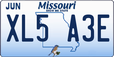 MO license plate XL5A3E