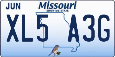 MO license plate XL5A3G