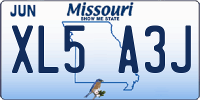 MO license plate XL5A3J