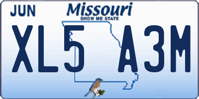 MO license plate XL5A3M