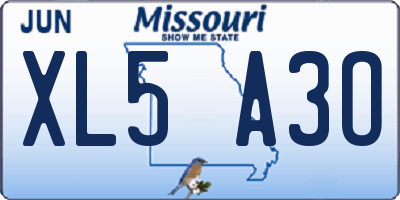 MO license plate XL5A3O