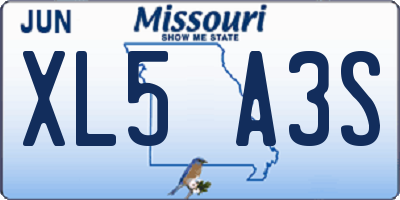 MO license plate XL5A3S