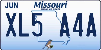 MO license plate XL5A4A