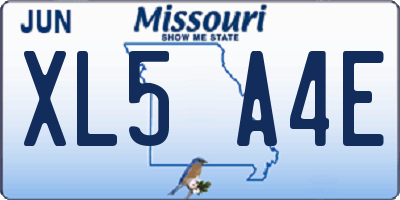 MO license plate XL5A4E