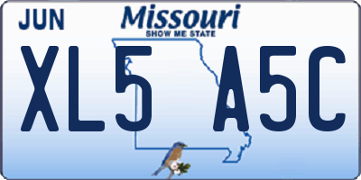 MO license plate XL5A5C