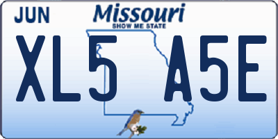 MO license plate XL5A5E