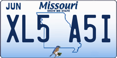 MO license plate XL5A5I