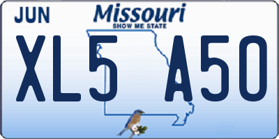 MO license plate XL5A5O