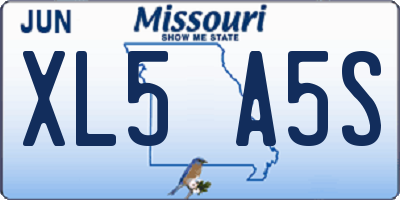 MO license plate XL5A5S