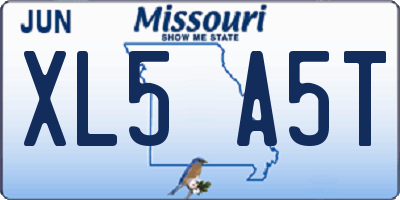 MO license plate XL5A5T