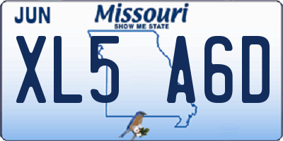 MO license plate XL5A6D