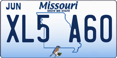 MO license plate XL5A6O