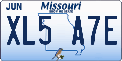 MO license plate XL5A7E