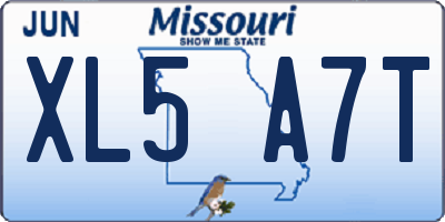 MO license plate XL5A7T
