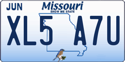 MO license plate XL5A7U