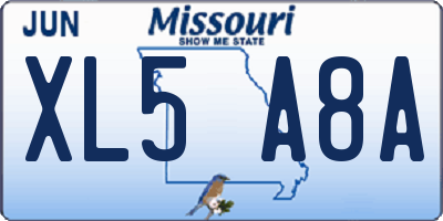 MO license plate XL5A8A
