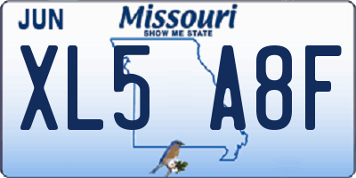 MO license plate XL5A8F