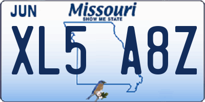 MO license plate XL5A8Z